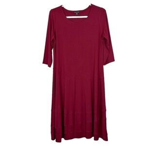Eileen Fisher Maroon Jersey Knit Midi Dress